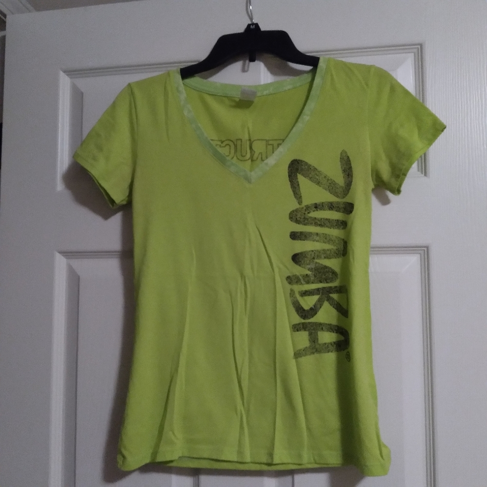 Women's v-neck short sleeve Zumba shirt size mef